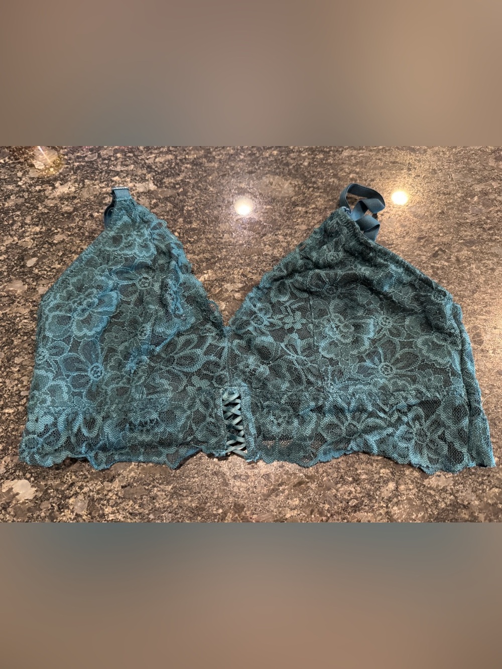 Victoria's Secret Teal Lace Bralette with Floral Design